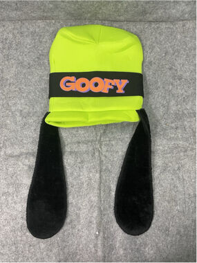 Disney Goofy Neon Green Beanie Hat with Black Ear Flaps